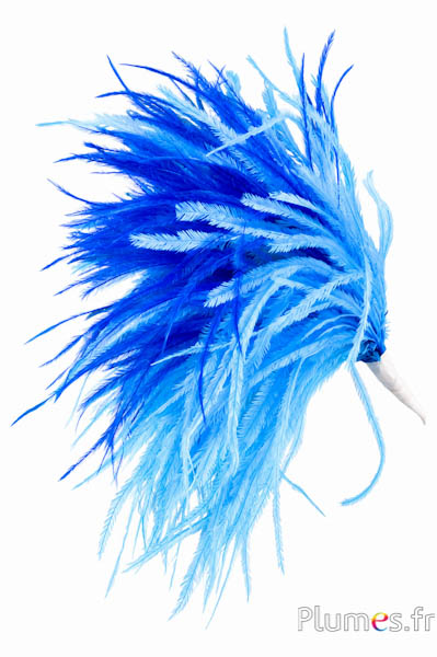 Pluim struisvogel met ring - hoogte 18 cm - blauw-turquoise